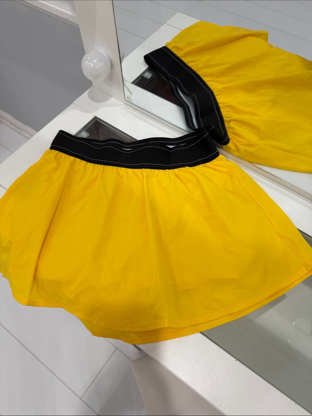 Amazon Yellow Circle Skater Skirt with Black Elastic Waist